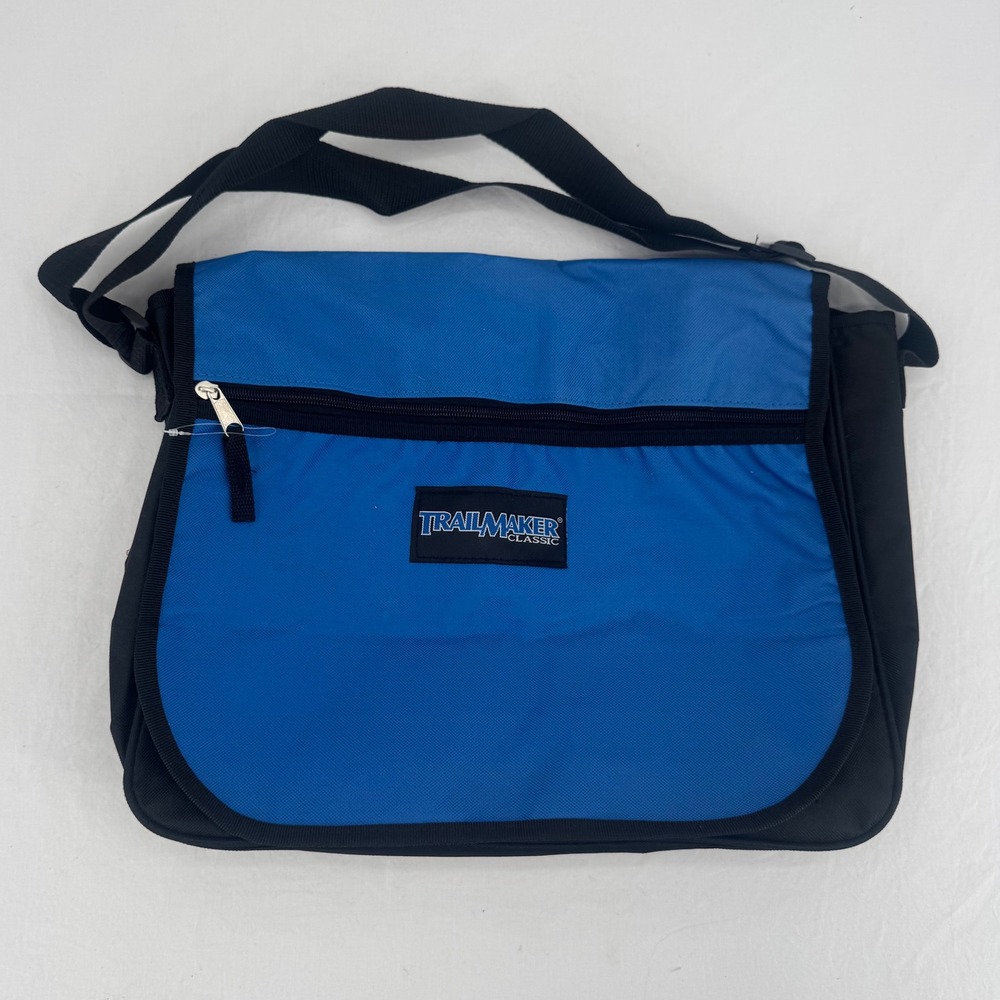 Trailmaker Classic Messenger Bag Laptop School Work Tote Blue & Black NWOT 2018